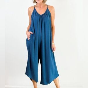 Elegant Blue Sleeveless Jumpsuit